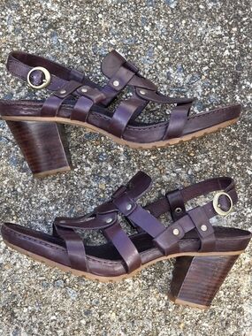 Timberland 62686 Brown Leather Slingback Gladiator Sandals Block Heel Size 8M